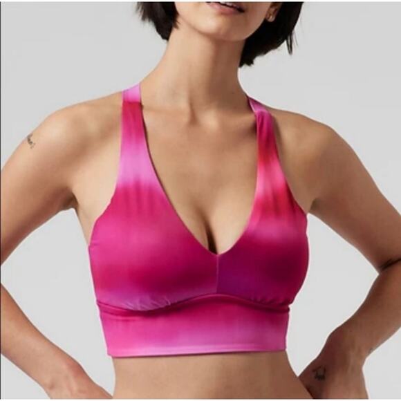 Athleta Other - NWT Athleta Plunge Bikini Top D-DD in Surf Blur Fushsia Size L